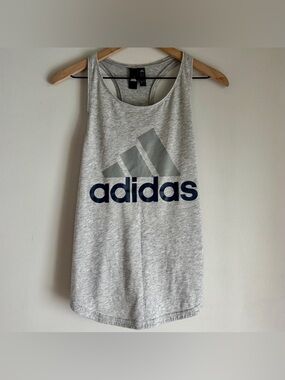 Adidas Gray Sleeveless Razorback Athletic Workout Tank Top Size Small